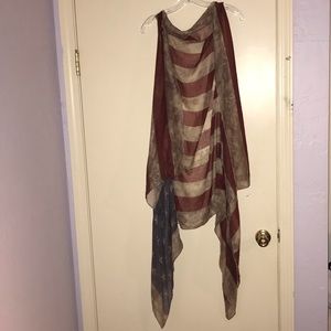 Faded American Flag Sleeveless Cardigan Vest